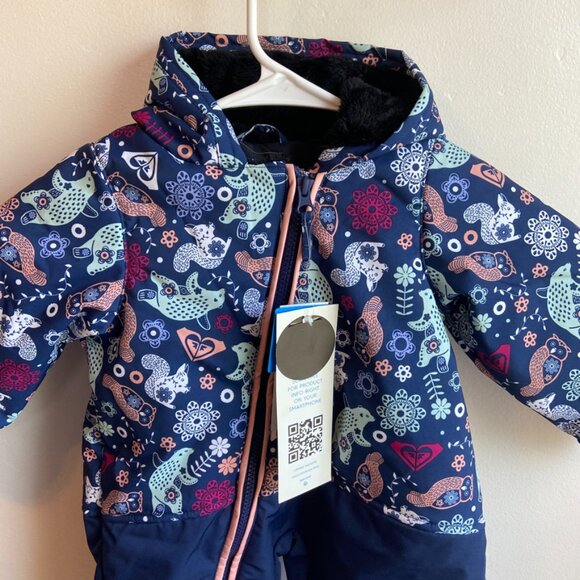 NWT Roxy Medieval Blue Neo Infant Girls' Rose Snow Jumpsuit - Picture 8 of 11